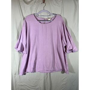 Cynthia Rowley Lavender Purple Ruffle Sleeve Top Womens Plus Size 2X